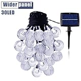 String Lights Solar Power 20 Feet with 30 LED Crystal Ball Super Bright Waterproof Indoor Outdoor for Christmas Garden Home Party Wedding Holiday Decorations(Cool White)