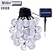 String Lights Solar Power 20 Feet with 30 LED Crystal Ball Super Bright Waterproof Indoor Outdoor for Christmas Garden Home Party Wedding Holiday Decorations(Cool White)