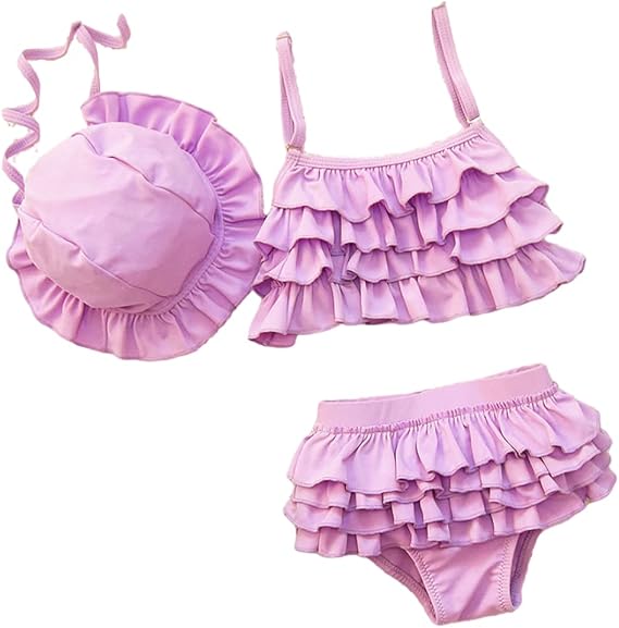 Amazon Co Jp ベビー水着 女の子 ビキニ水着 子供 水着 ベビー 可愛い キッズ水着 セパレート 3点セット キャップ付き スイムウエア 女の子 海水浴 プール 水遊び 水泳 温泉 赤ちゃん 女児水着 服 ファッション小物