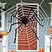 Joyjoz Halloween Decorations with 110 Sqft Giant Spider Web, 60” Big Fake Large Spider for Scary Halloween Yard Door & Outdoor Decor, Halloween Party Favor