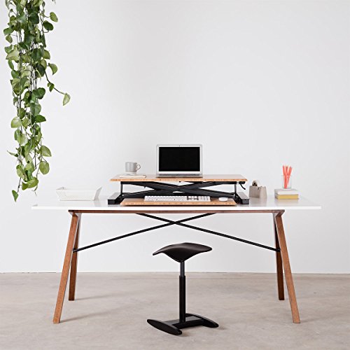 Fully Cooper Standing Desk Converter - 35" Bamboo Height-Adjustable Workspace (Bamboo)