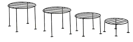 GREEN TOUCH Iron Garden Pot Stand, Black, Smallest Size 20x20x10 CMS, Small Size 22x22x13 CMS, Medium Size 24x24x19 CMS, Large Size 26x26x24 CMS, 4
