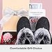 Women's Cozy Memory Foam Slippers Fluffy Wool Like Faux Fur Fleece Lined House Shoes with Non Skid Indoor Outdoor Sole (10 B(M) US, Deep Black)