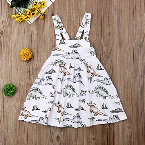 Baby Dresses Yamally Baby Girls Clothes Cotton Dinosaur Tunic Casual Beach Dress Sundress Tops (2-3 Years, White #2)