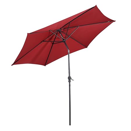 Giantex 9ft Patio Umbrella Patio Market Steel Tilt w/Crank Outdoor Yard Garden (Burgundy)