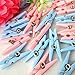 Adorox (Blue (48 Pieces) Small Clothes Pins Baby Shower Clothespin Favors Pink Girl Blue Boy Party Game