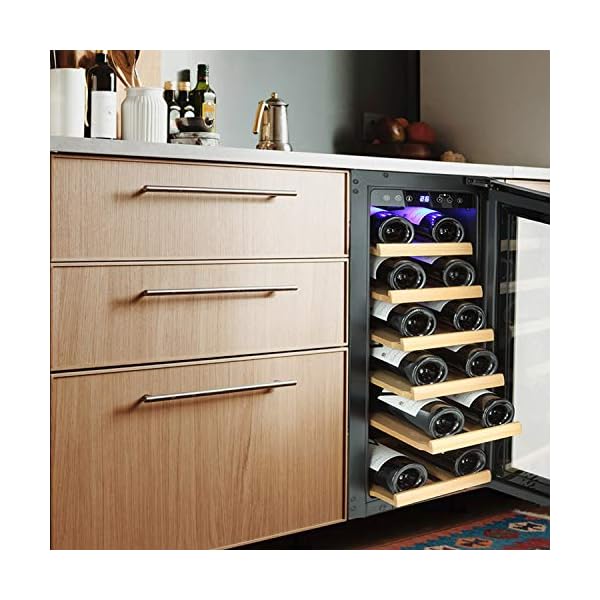 AGLUCKY-12-Wine-CoolerChiller-Built-in-or-Freestanding-Beverage-Refrigerator-Single-Bottle-Area-with-Stainless-Steel-Double-layer-Tempered-Glass-Door-17-Bottles