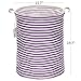 Sea Team 19.7 Inches Large Sized Waterproof Coating Ramie Cotton Fabric Folding Laundry Hamper Bucket Cylindric Burlap Canvas Storage Basket (19.7