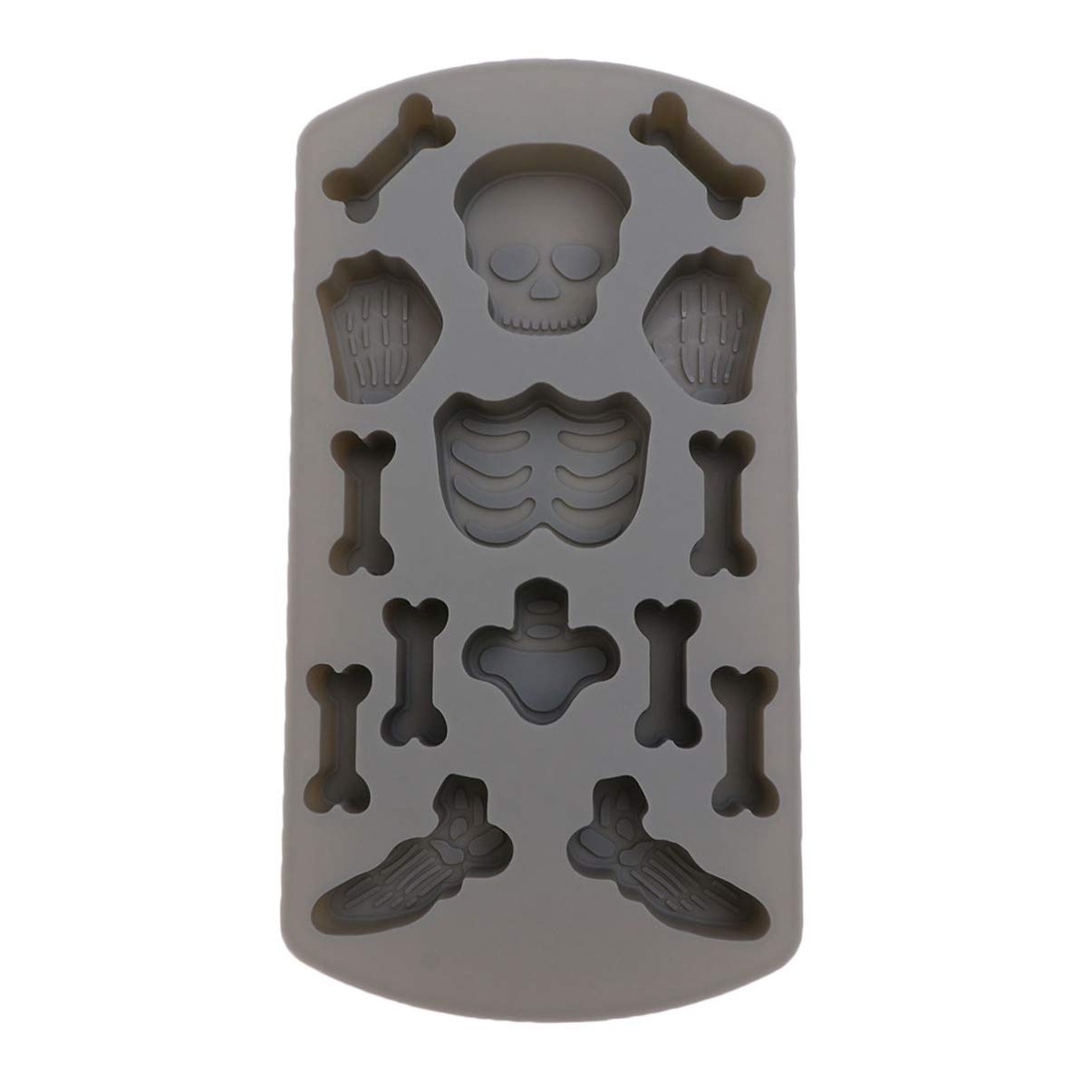 Sewroro Halloween Baking Mold Human Skeleton Skull Mold Nonstick Silicone Fondant Cakes Mold Baking Mould for Kitchen Baking Tool (Dark Grey)