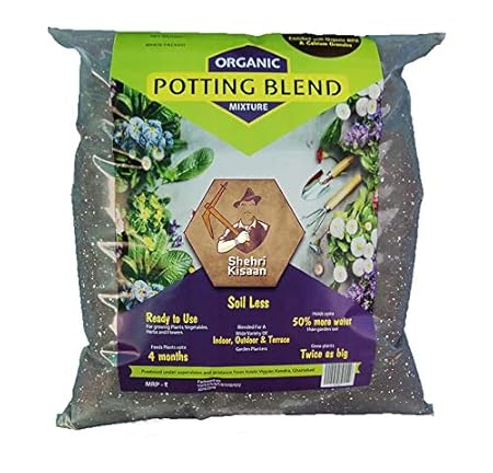 SHEHRI KISAAN Organic Earth Magic Potting Blend Mixture - 2 Kg, Enriched with Organic NPK and Calcium Granules, Less than 10% Cocopeat (add as per plant need) |