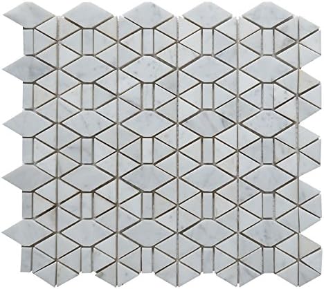 Carrara White Marble Mosaic Tile, CWMM1TRI-H, Chip Size: Triangle, 12"X10-3/4"X3/8", Honed (Sample Swatch 6"X6")