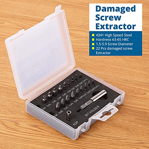 22 Pieces Damaged Screw Extractor Kit Stripped Screw Extractor Set DIY