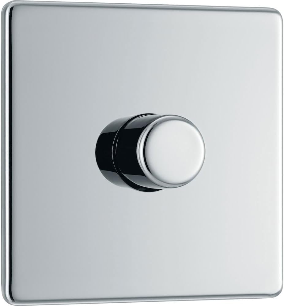 BG Electrical Intelligent Single Wall Dimmer Switch 2 Way Polished Chrome 200W