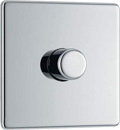 BG Electrical Intelligent Single Wall Dimmer Switch 2 Way Polished Chrome 200W