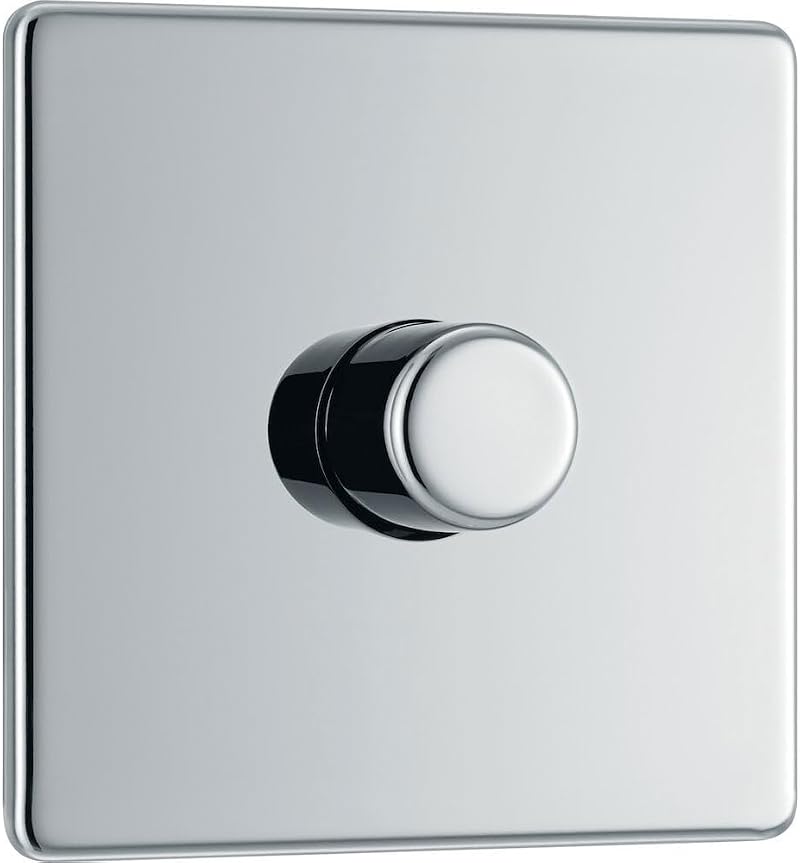 BG Electrical Intelligent Single Wall Dimmer Switch 2 Way Polished Chrome 200W