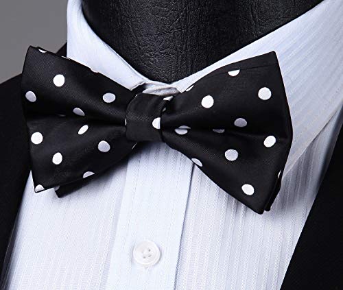 Enlision Pre-Tied Bow Tie Polka Dot Adjustable Formal Bowties Neck Tie for Men & Boys Black/White