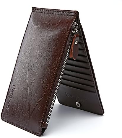 Men's Long Bifold Wallet Slim Holder with Zipper Credit Card Slots Organizer Case | Perfect Present for Men Women