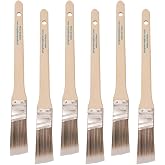 Vermeer Paint Brushes, 1 Inch Angled Paint Brush, Trim &amp; Cut-in, 6 Pack | Detail &amp; touch-up work | Furniture, cabinets &amp; doors | Interior &amp; exterior | Latex &amp; oil-based | Medium stiff bristles