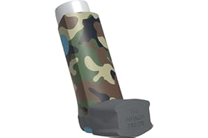 The Inhaler Tailor Inhaler Holder - for Ventolin & Shorter Style Inhaler - Vegan Leather - Adults & Kids Asthma Inhaler Case with Eyelet for Keychain/Lanyard - Handmade (Ventolin, Camouflage Green)