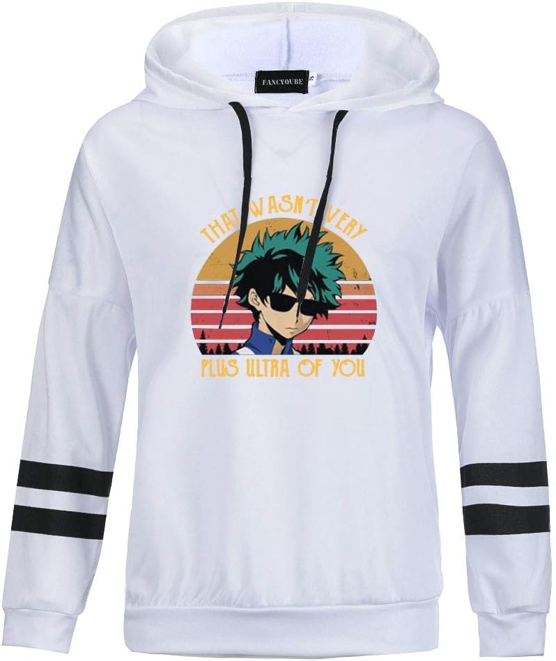 918coshiert Women's Fashion Anime My Hero Academia Print Hoodie Girls That Wasn't Very Plus Ultra of You Long Sleeve Sweatshirt