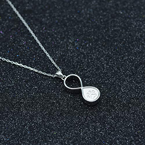 BEILIN Pet Paw Print Cremation Jewelry S925 Sterling Silver Keepsake Memorial Urn Necklace for Ashes w/Funnel Filler Kit (Infinity) - Thumbnail 4