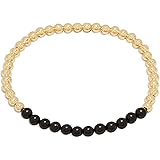 gorjana Women's Power Gemstone Aura Bracelet, [Calming, Love, Balance, Compassion], 18k Gold Plated, Beaded Elastic Band