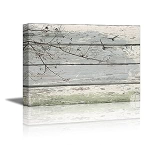 Wrapped Canvas Prints Bedroom/Living Room Decorations - Abstract Wall Art Tree Branches with Birds on Vintage Wood Background Stretched and Ready to HangRustic Home Decoration - 12x18