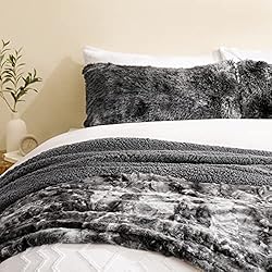 joybest Faux Fur Throw Blanket for Couch, Tie-Dye