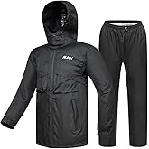 ILM Motorcycle Rain Suit for Men Waterproof Resistant Raincoat 6 Pockets 2 Pieces Packable Rainwear Jacket and Pants Model RS02