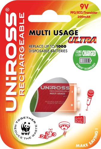 Uniross 9 Volt Rechargeable Multi Usage + Long Life Batteries (1)