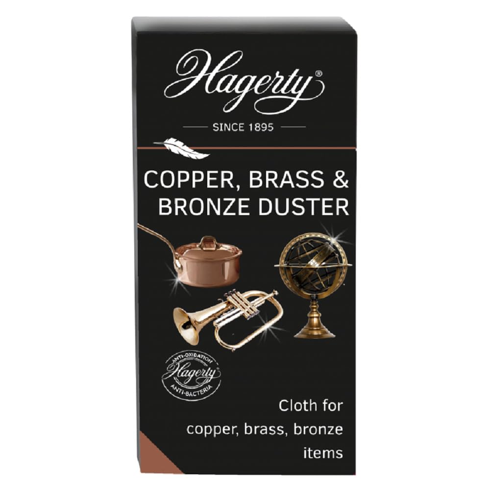 Hagerty Copper, Brass & Bronze Duster 36x55 cm I Bronze & copper polishing cloth I Antioxidation protection I Cleaning cloth for vases copper tableware decorative items musical instruments etc