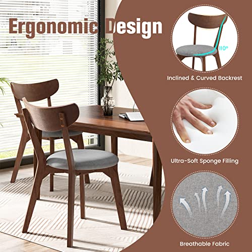 KOTEK Dining Chairs Set of 4, Mid Century Modern Kitchen Chairs with Rubber Wood Legs, Cushioned Seat, Curved Backrest, Wooden Side Chairs for Dining Room, Living Room