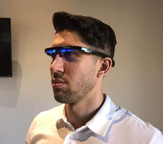 Amazon Com Sleep Better Beat Jet Lag And Boost Your Energy Premium Light Therapy Glasses Completely Controlled Red And Blue Health Personal Care