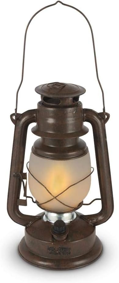 Everlasting Glow 11"H FireGlow(TM) Hurricane Christmas, 6.9InL x 5.5InW x 11InH, Brown