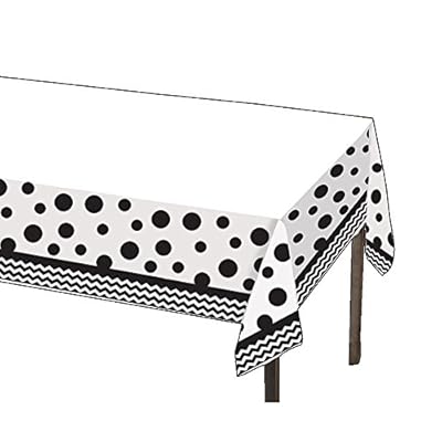 Black and White Paper Plates Bundle - 16 Napkins Chevron reverse Dots 8 Chevron Plates 1 Chevron and Dot Black and White tablecloth
