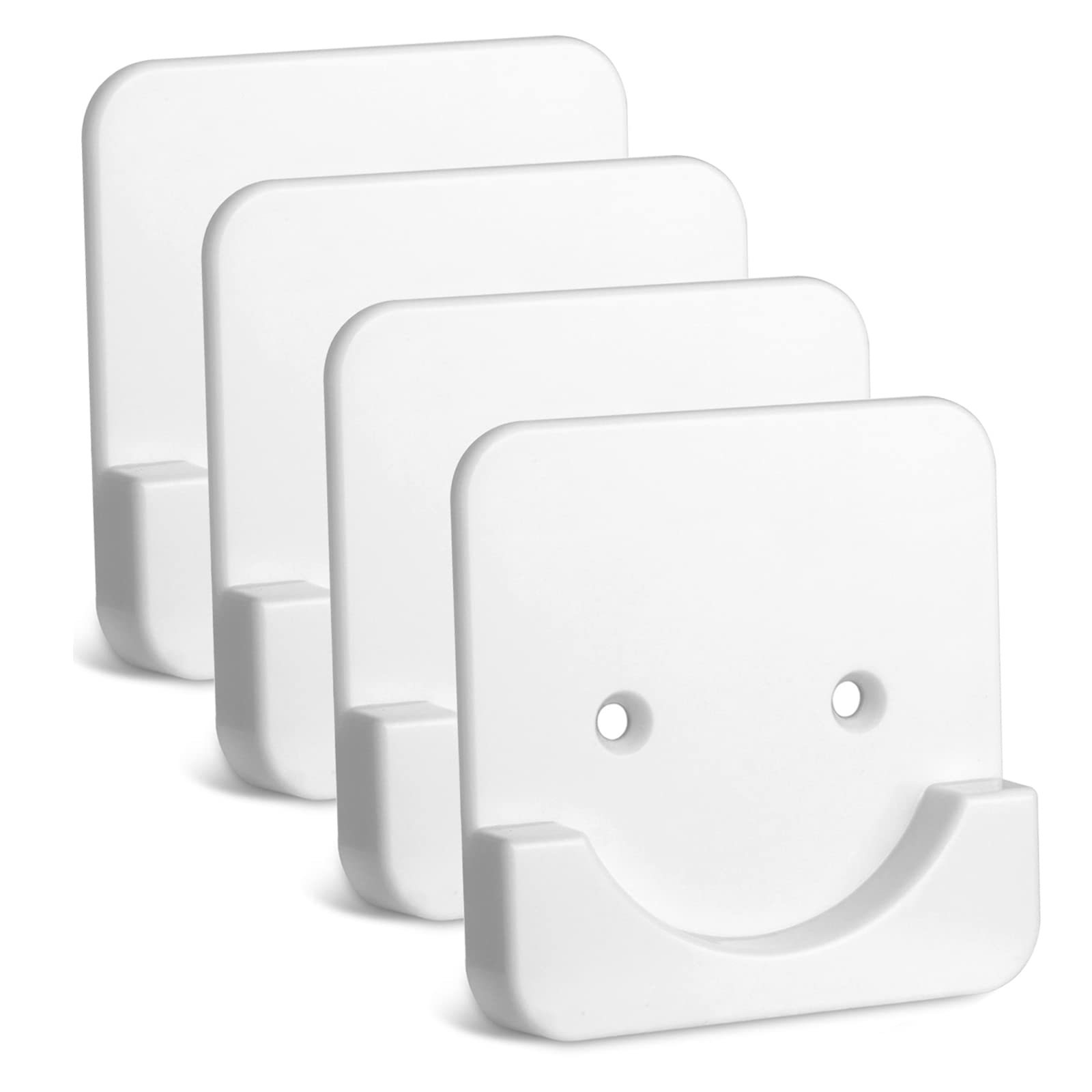 Photo 1 of 4 Pack Adhesive Shower Tension Rod Holder for Tile | Shower Curtain Rod Retainer for Wall Mount | No Drilling | Stick On | White (Shower Curtain Rod Not Included)