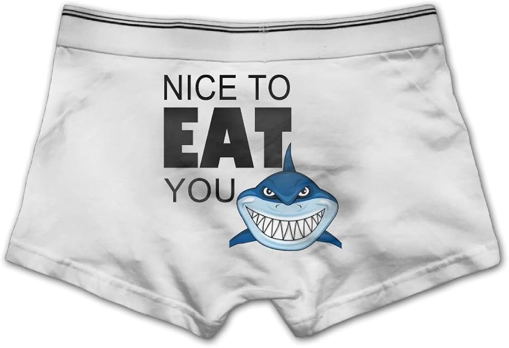 Ngyeyu Cartoon Smiling Shark Men's Underwear Cotton Vintage Boxer Briefs White
