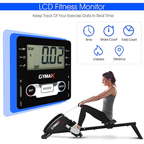 image for Goplus Magnetic Rowing Machine, Foldable Rower with 10-Level Tension R