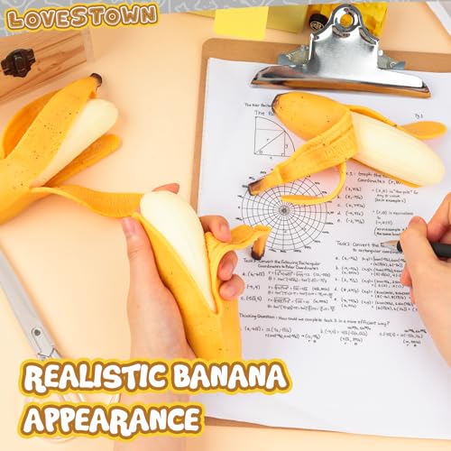 LovesTown Banana Squeeze Toy, Banana Scented Stress Toy Artificial Banana Fruit Fidget Sensory Toy Birthday Novelty for Kids Adults