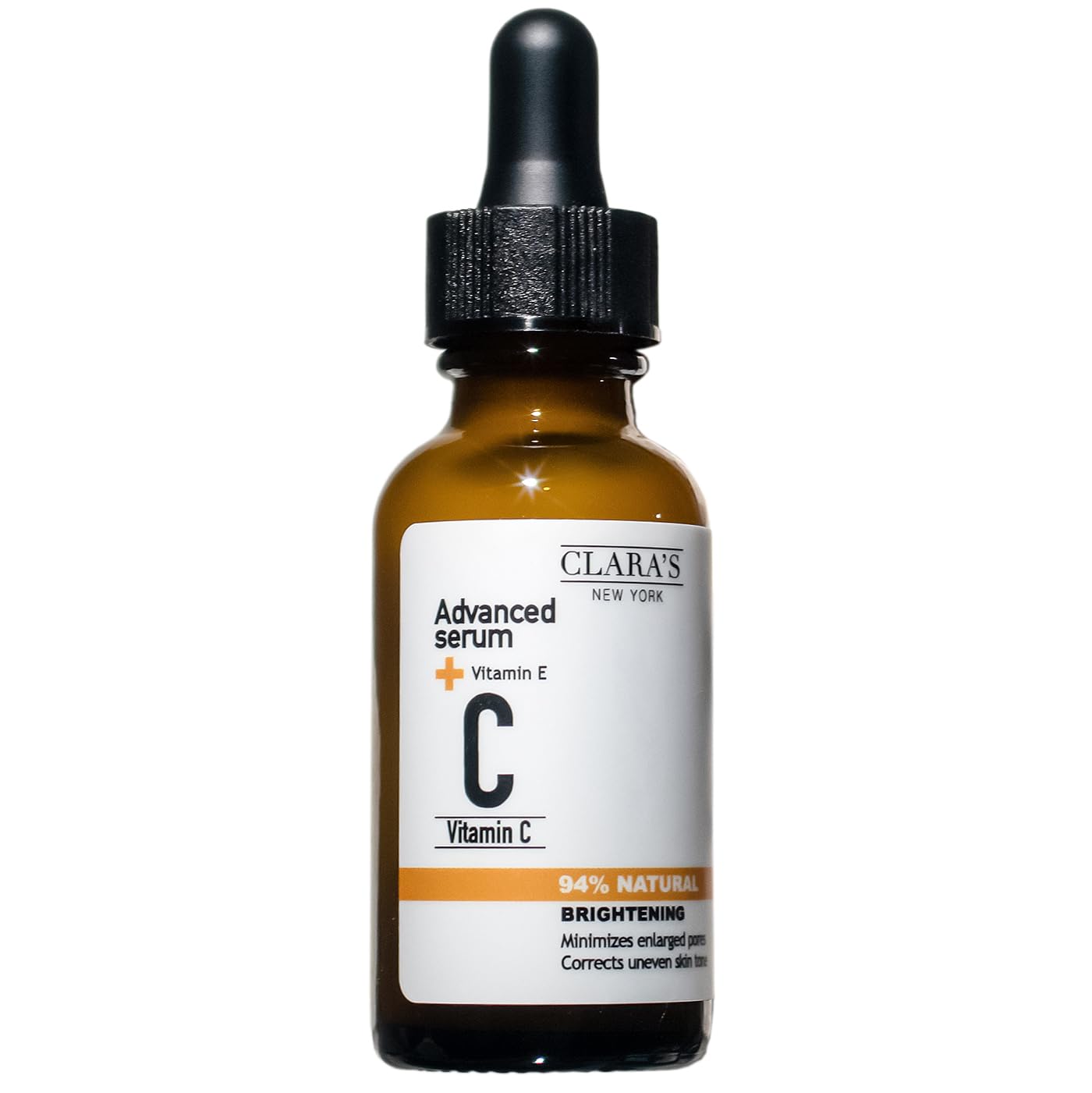 Clara's New York Brightening Vitamin C Facial Serum with Vitamin E Oil, Improves Uneven Skin Tone, Softens and Brightens the Skin, Suitable For All Skin Types 30ml