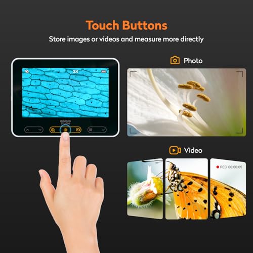 MatataStudio MX2-AS Professional Digital Microscope Portable Electronic Microscope 2 in 1 with 4.3 Inch LCD, 100x 1600x Zoom, Supports Photo and Video, Birthday Gift
