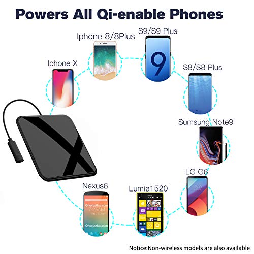 Gblesin Wireless Charging Pad, Slim Wireless Charger,5W/ 7.5W/10W Fast Charger for iPhone 11 Pro X XS MAX XR 8 Plus and Samsung Galaxy S10 Plus/S10/S9+/S8+, Fast Charging Pad for All Qi-Enabled Phone