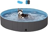 Yaheetech PVC Foldable Pet Pool 140x30cm Portable Dog Bath Black