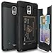 TORU CX PRO Compatible with Samsung Galaxy Note 4 Case - Protective Dual Layer Wallet with Hidden Card Holder + ID Card Slot Hard Cover & Mirror - Metal Slate