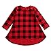 BELS Baby Girls Christmas Long Sleeve Plaids Checked Party Princess Dress Tutu