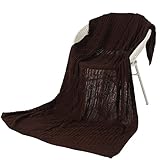 Decorative Throw Blanket (Oversized) Soft Plush Acrylic Fabric Couch Chair Travel Use Warm Breathable Comfort Modern Zigzag Pattern 67” x 51”（Brown）