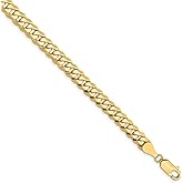 FB Jewels Solid 14K Yellow Gold 5.75mm Beveled Curb Chain Bracelet/Anklet