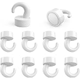 NogmeTaa Mini Magnetic Hooks, Space-Saver for Home &amp; Travel, White - 10Pack | Cruise essentials, Kitchen must-haves, Office Organizer, 0.48in base - 8lbs hold