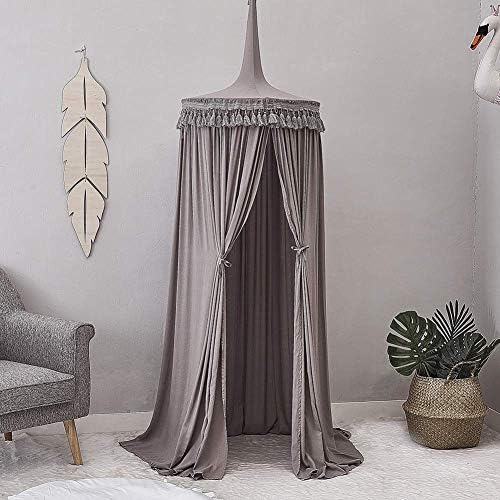 Bed Canopy for Girls, Bed Canopy Dome Crib Canopy Netting Baby Mosquito Net for Children's Room (Grey)