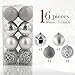 Valery Madelyn 16ct 80mm Essential Silver Shatterproof Christmas Ball Ornaments Decoration,16 Pcs Metal Hooks Included,Themed with Tree Skirt(Not Included)